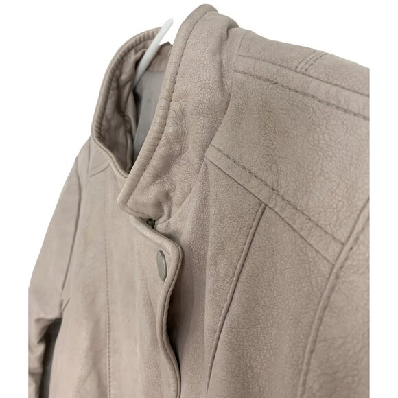 Free People Womens Size 6 Small Faux Leather Moto Jacket Blush Zip Detail 6827 - Picture 4 of 16